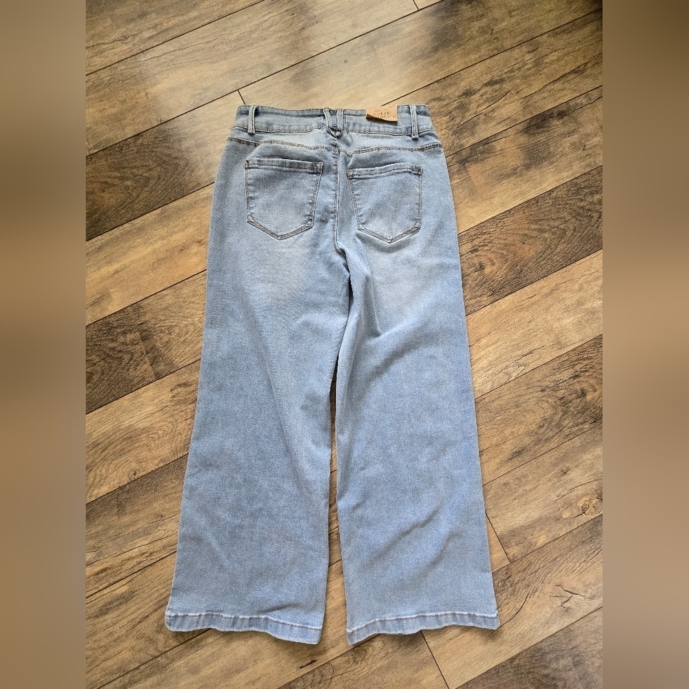 Curve Appeal Women's High Rise Wide Leg Light Blue Jeans Size 4/27.  Nwt - Picture 2 of 13